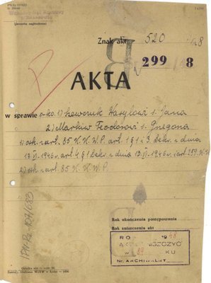 Титульна сторінка справи проти Василя Шевчука (Джерело history.rayon.in.ua)